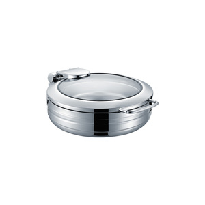 6L 445x530x170 MM Glass Top Round Stainless Steel Chafing Dish TT-YD-403