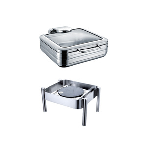 Products: 6L 470x480x365 MM Glass Top Stainless Steel Square Buffet Server TT-YD-4023