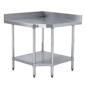 Stainless Steel with Splashback and Undershelf Corner Work Table TT-BC299A