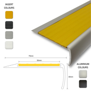 Stair Nosings: Series 4L Aluminium Stair Nosing - Solid Santoprene Insert