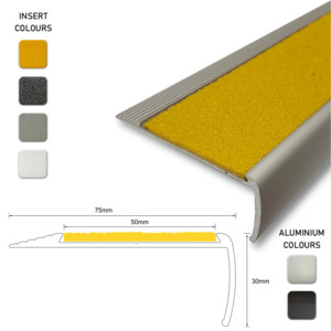 Series 3L Aluminium Stair Nosing - Solid Carborundum Insert