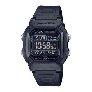 Casio W800H-1BV Classic Digital Watch with Blackout Dial, Dual Time and 5 Alarms
