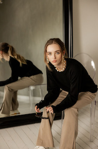 Sweats Vests: Ever Be Round Neck Sweater - Black