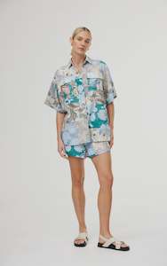 Kinney The Label: Juniper Shirt - Cyan Patchwork