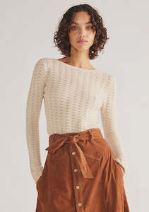 Knitwear 1: Amelie Core Knit Long Sleeve Top - Ivory