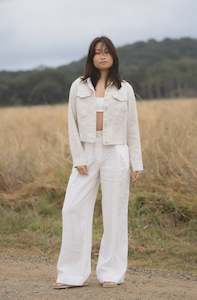 Lilly Pilly Collection: Milly Linen Jacket - Oatmeal