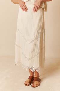 Shorts Skirts: Indi & Cold Lace Panel Skirt Cream