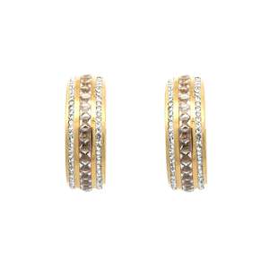 A C Oslo: Steel Champagne Crystal CZ Earring with 14k Gold Plating