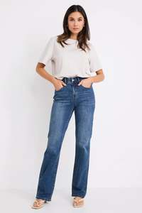 Jeans 1: Soho Mid Blue Mid Rise Comfort Fit Straight Jean