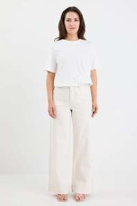 Zoey Ecru Petite High Rise Wide Leg Pocket Jean