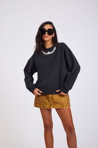 One Teaspoon Crystal Leaf Sweater Washed Black