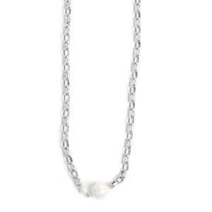 Accessories 1: 2018-1156 Raw Necklace Silver Pearl