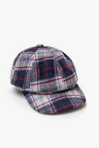 Antler Newsboy Cap Navy Plaid