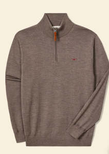 Knitwear: R.M.Willams Ernest 1/4 Zip Merino Knit Nutmeg