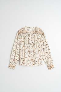 Smocked Blouse with Flower Print