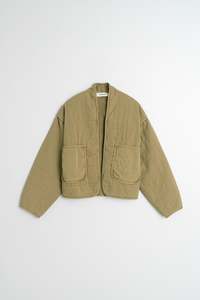 V125AD326 Quilted Kimono Jacket in Khaki