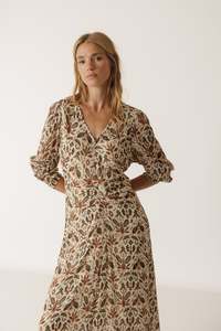 Dresses: Lantern Sleeve Dress in Autumn tones