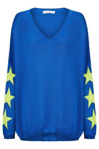 Haven: Vermont Star V Neck Jumper in Cobalt