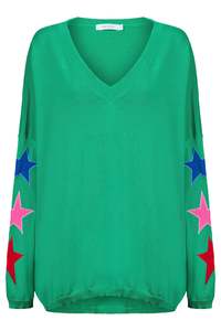 Haven: Vermont Star V Neck One size Jumper in Green