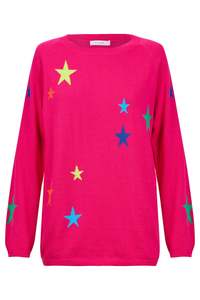 Vermont Star Crew Jumper in Hot Pink