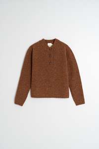 Wool Sweater In Brown with Button detail