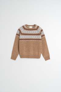Knitwear: Jacquard Knit  in Camel
