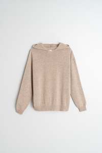 Knitwear: Hooded Cashmere Sweater in Beige