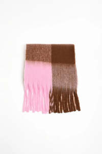 Pink and Chocolate Check Pattern Scarf