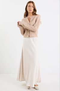 Highlight Biscuit Mohair Blend Crewneck Cardigan