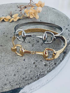 Gifts Under 100: Twigg Stainless Steel Snaffle Bit Bracelet in Silver or Gold