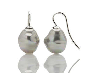 Grey lustre Potato Pearl Drop Earring 12x14mm