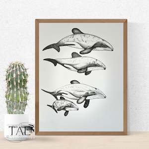 Maui Dolphin Limited Edition: Māui Dolphin Whānau | Māui Dolphin Art Print Collection