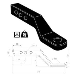 Tow Ball Mounts: TAG 4" Drop Forged Tow Ball Mount - 241mm Long, 50mm Square Hitch