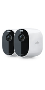 ARLO ESSENTIAL SPOTLIGHT CAMERA, 2 CAMERA KIT - WHITE - NEW