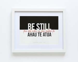 K A H L A N I: Psalm 46:10 - Maori: Be Still (White) Table Top
