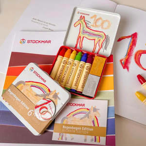 STOCKMAR 100 RAINBOW EDITION ~ LIMITED EDITION WAX CRAYONS - 6 + 2 TIN