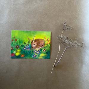 Spring: SPRING EASTER HARE POSTCARD ~ JULA SCHOLZEN-GNAD