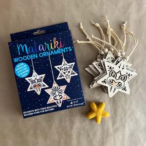 MATARIKI WOODEN ORNAMENTS ~ 9 STAR SET