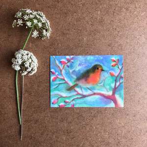 WINTER ROBIN POSTCARD ~ ANGELA KOCONDA