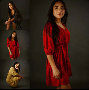 LOLE WOMEN'S PUFF SLEEVE TIE FRONT DRESS TD164