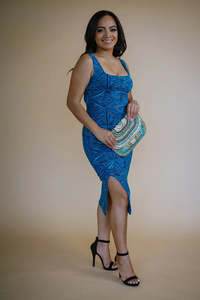 Luana: LUANA BODY CON SLIT DRESS BLUE- TD162