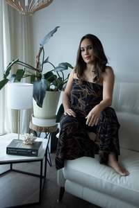 BIRD OF PARADISE LONG JUMPER TP117- BLACK