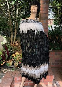 Korowai Cloak Adult: Black, White And Beige