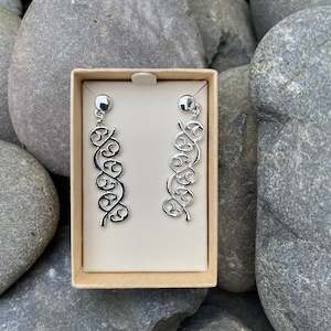 Taonga Jewellery Earrings: Silver Kōwhaiwhai Earrings
