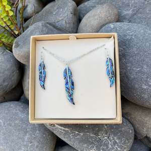 Taonga Jewellery Jewellery Set: Pāua Feather Jewellery Set