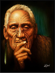 Mahi Toi Art: The Patriarch - Framed Canvas