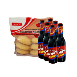 Products: Pony Malta + Stuffed Pandebonos Pan Pa’ Ya Combo