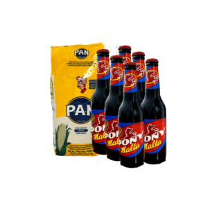 Products: Harina PAN + 6 Pack Pony Malta Combo