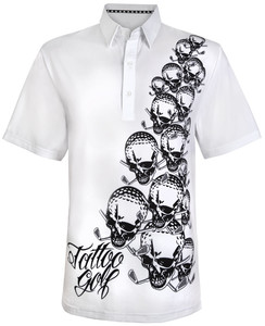 Products: OB Performance Cool-Stretch Golf Shirt – Limited Edition (White) Tattoo Golf