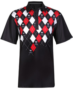 Monster Cool-Stretch Golf Shirt (Black) Tattoo Golf